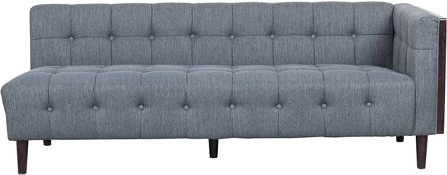 Easton Corner Modular Fabric Lounge Sofa Couch Wood Wooden Timber Frame Legs- Charcoal