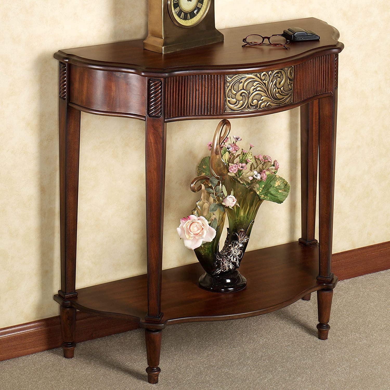 Wooden Console Table Natural Cherry s - Traditional Decorative Regal Furniture -  - Elegant Display for Entryway Room