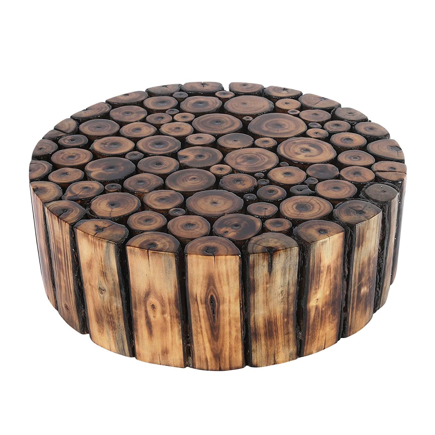 Round Small Wooden Plant Stand - 5x12x12 Inches