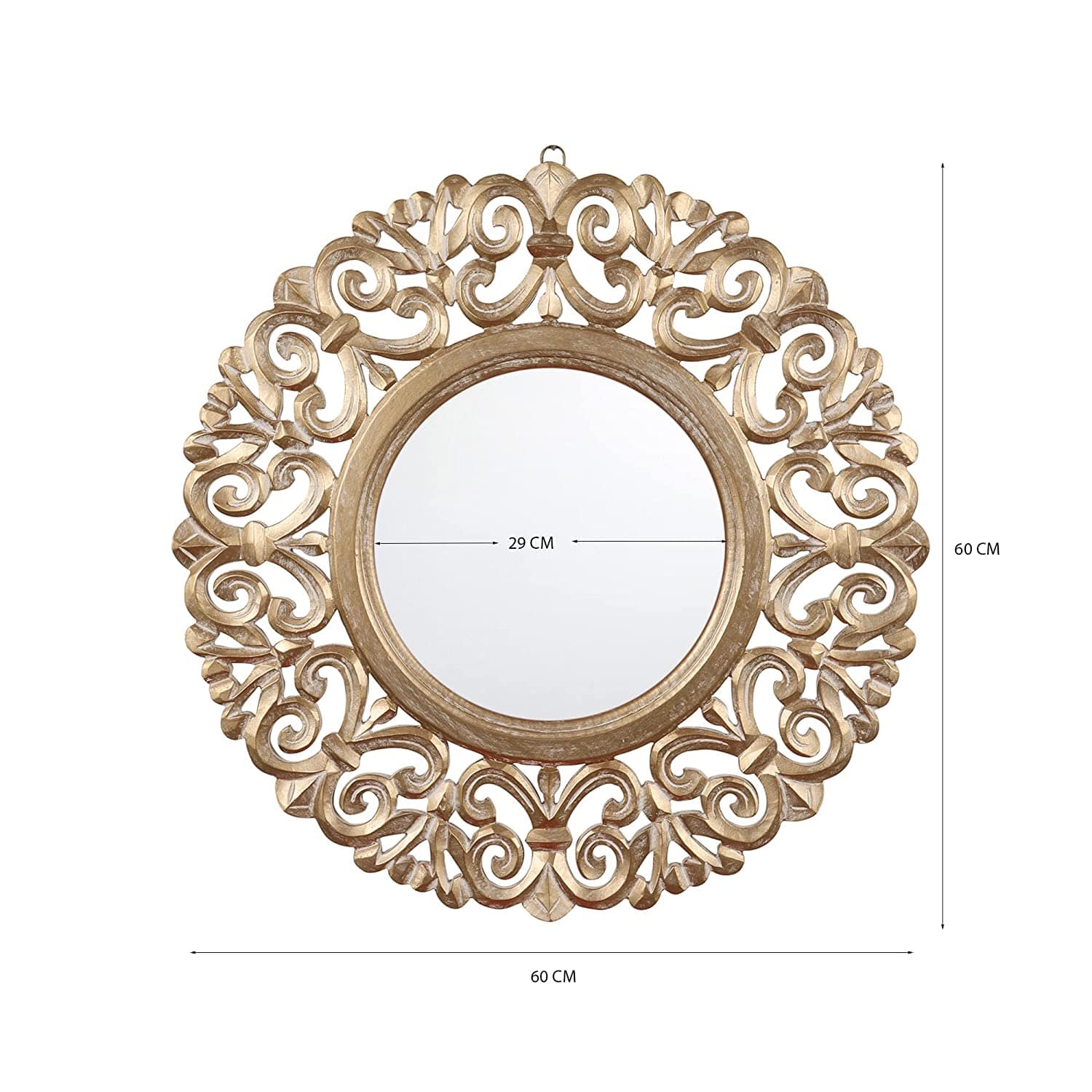 Adan's Homes Decorative Wall Mirror for Bathroom, Living Room, Gold, AHMR69, 60 cm x 60 cm x 2 cm