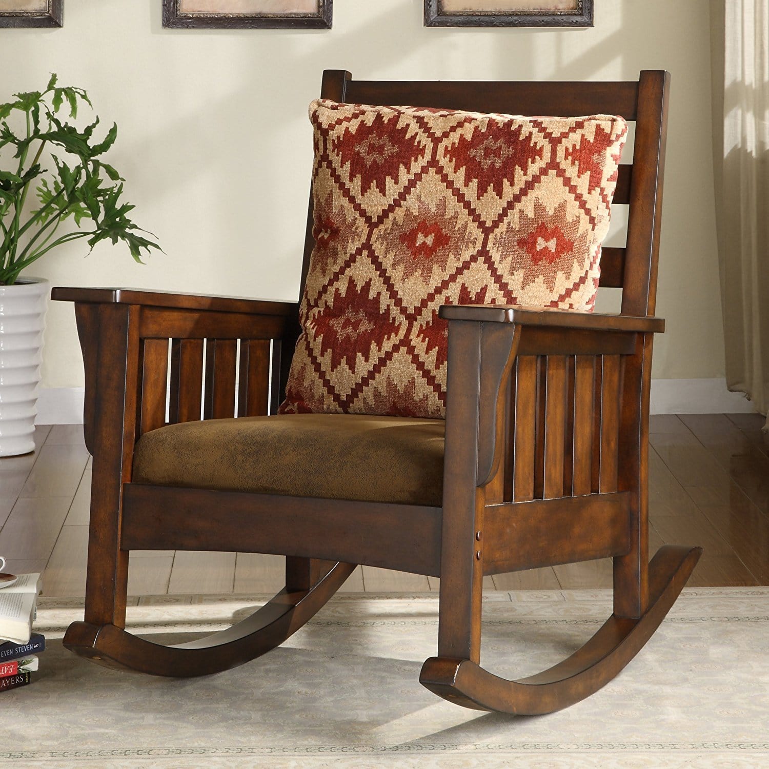 Wooden Stylish Brown Teak Rocking Chair/Easy able Relax Chair