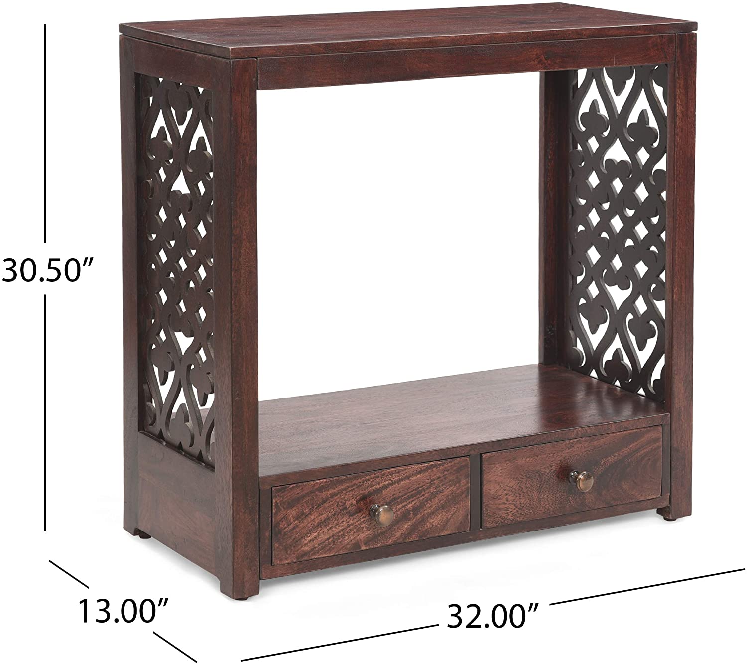 Home Ursula Mango Wood Console Table, Brown