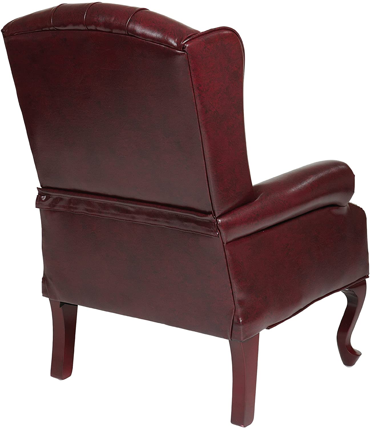 Tufted High Back Traditional Queen Anne Style Chair with Nailhead Accents and Mahogany Finish Legs