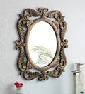 Handcrafted Wooden Wall Mirror for Home Décor (50 cm x 2 cm x 60 cm, Gold)