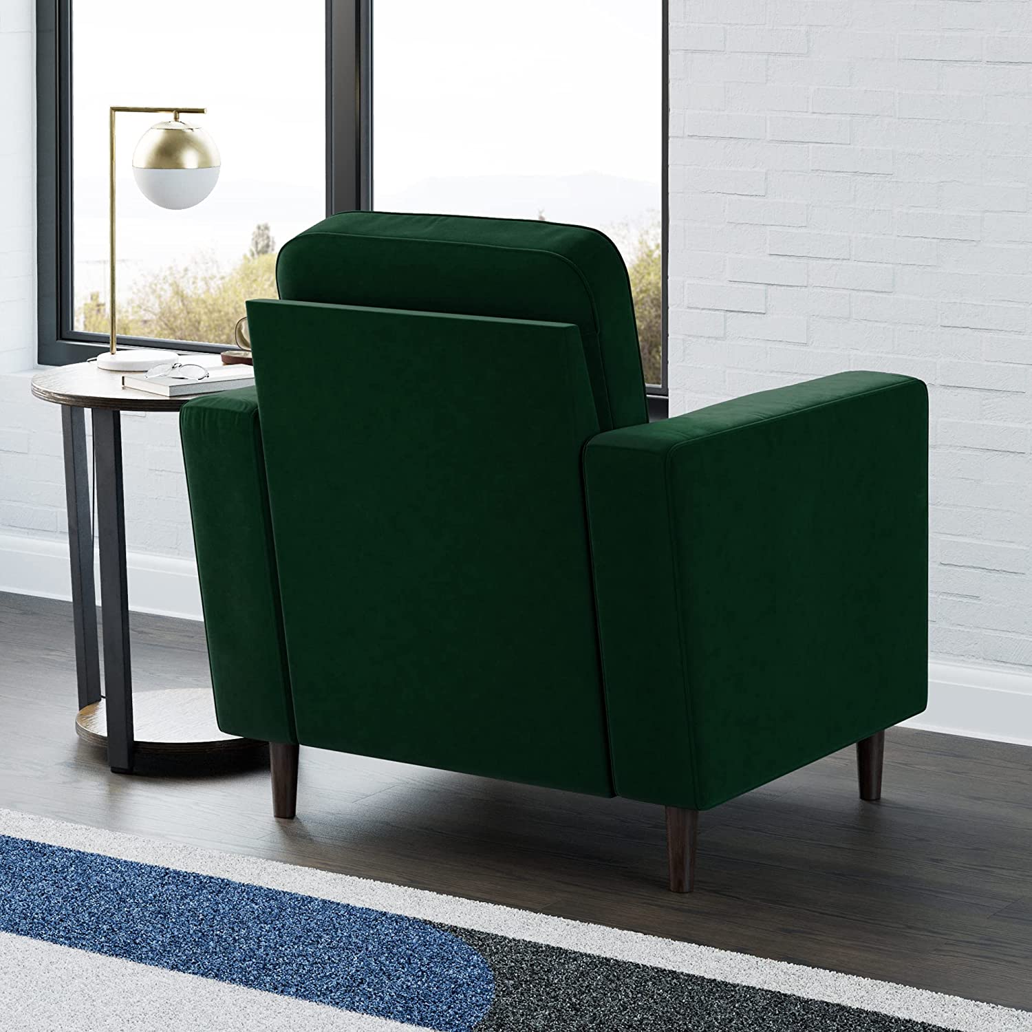 Upholstered Accent Chair for Living Room Arms-Square Tufting Velvet