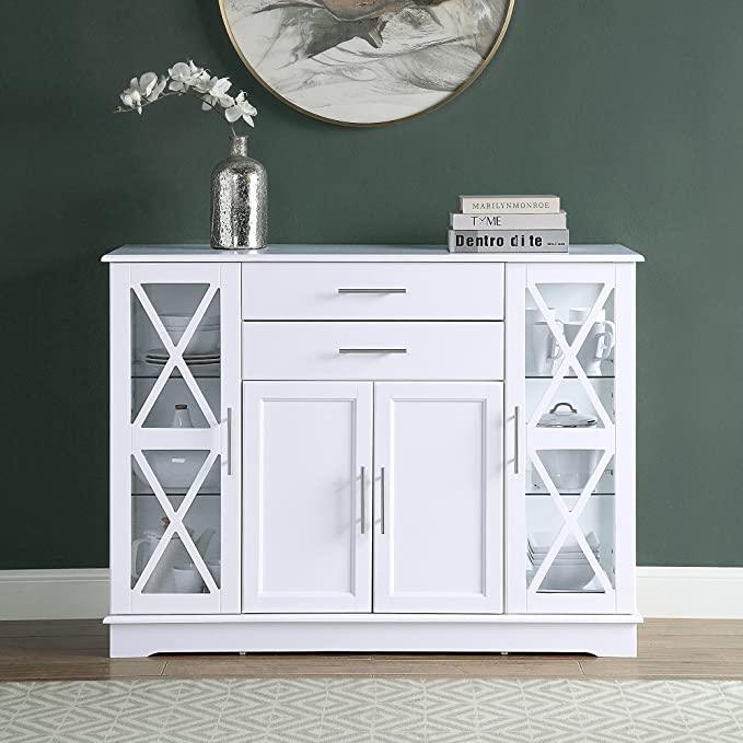 Ikebana Sideboard Buffet Cabinet – Farmhouse Style Storage For Kitchen, Dining Room & Hallway