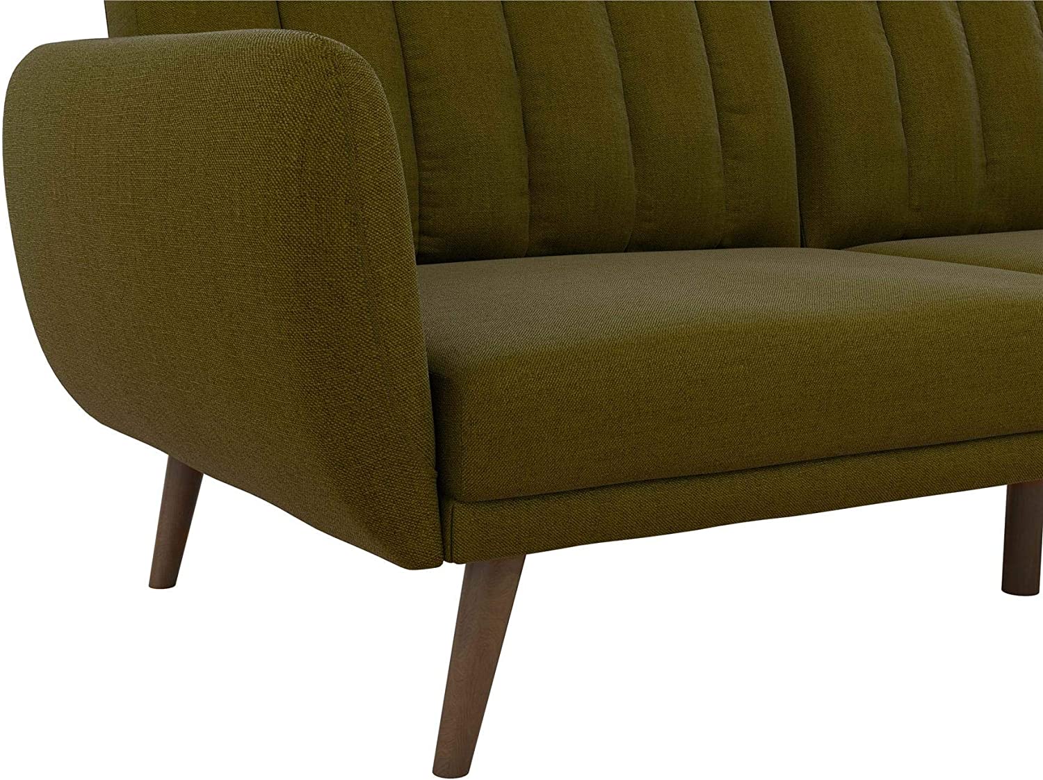 Sofa Futon - Premium Upholstery and Wooden Legs - Green