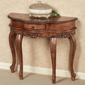 Natural Classic Wooden Console Table -Victorian Style - Decorative Regal Furniture - Half Circle Moon Shape