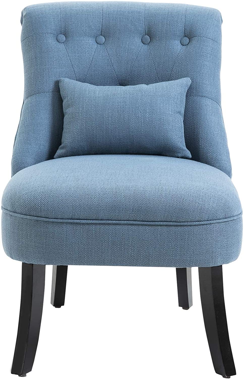 Fabric Single Sofa Dining Chair Tub Chair Upholstered W/Pillow Solid Wood Leg Home Living Room Furniture Blue