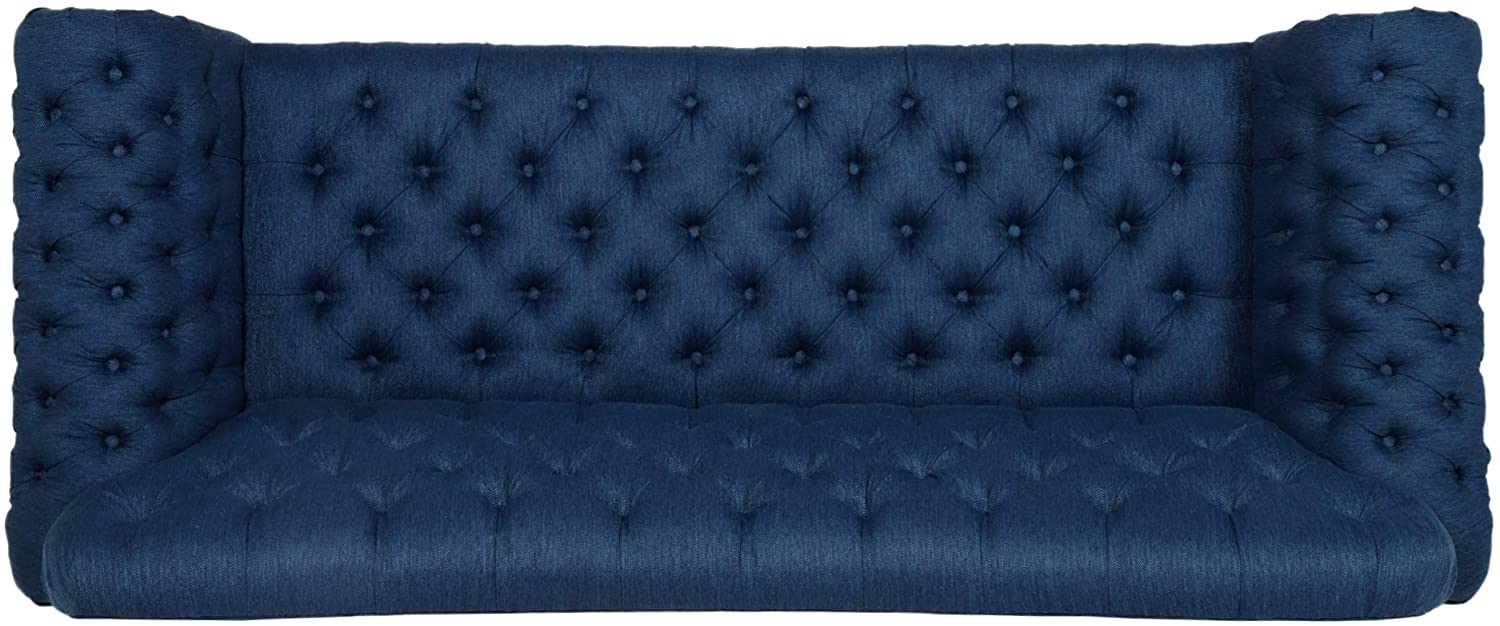 Nathan Chesterfield Button Tufted Fabric 3 Seater Sofa
