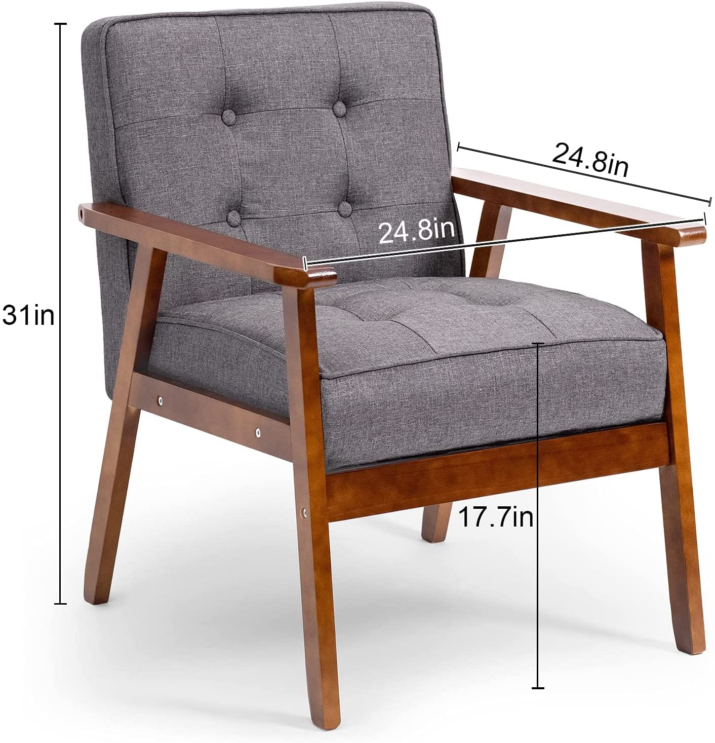 Wood Accent Chair Mid-Century Modern Chair Armrest Lounge Chairs Furniture for Living Waiting Room Bedroom
