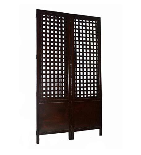 Solid Wood 3 Panel Room Wooden Partition (Brown) for Living Room
