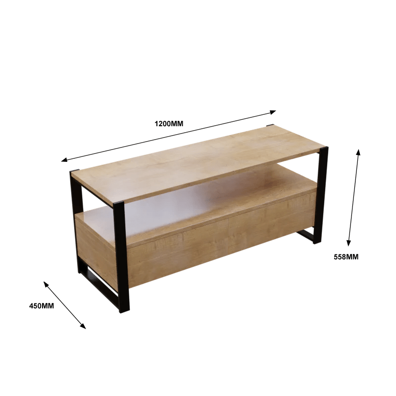 Marin TV Unit with Drawers in Small Size in Wooden Texture