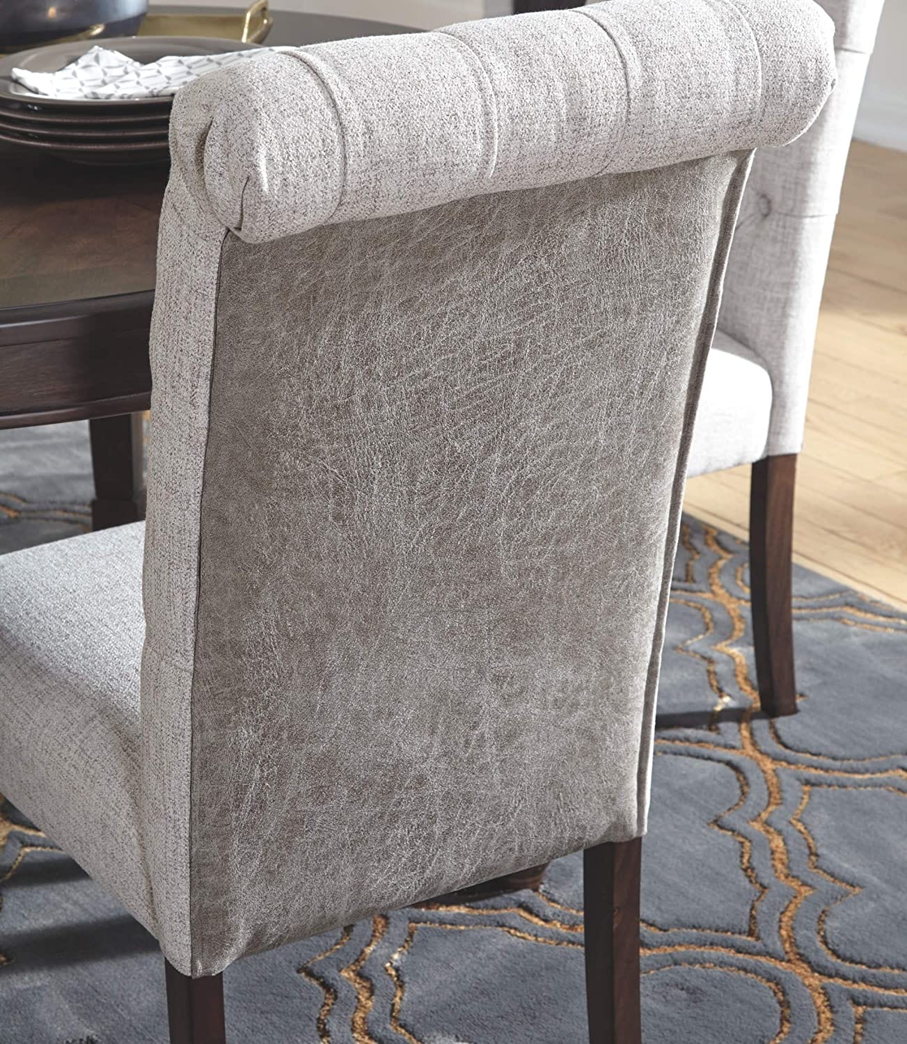 Classic Upholstered Dining Chair, Set of 2, Light Gray
