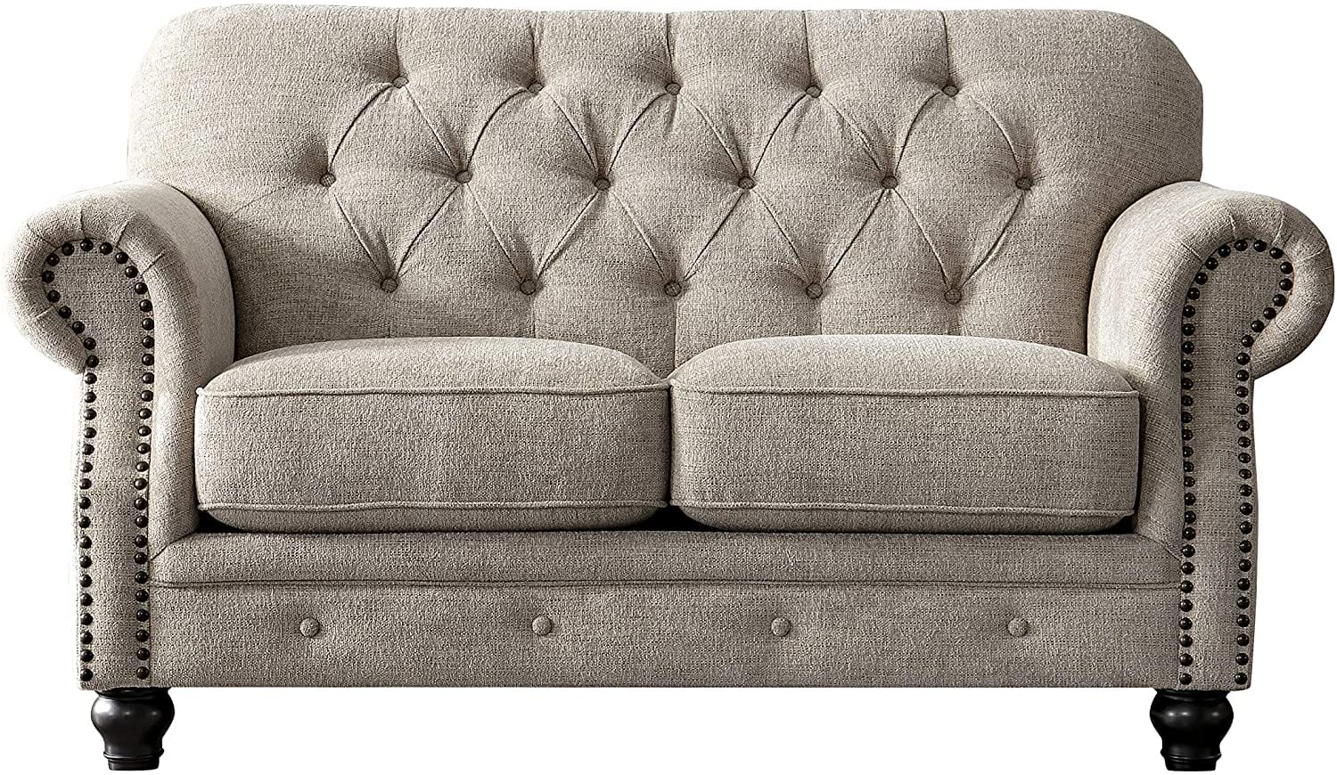 Luxury Chesterfield Chenille Diamond Tufted Living Room Sofa,  Loveseat