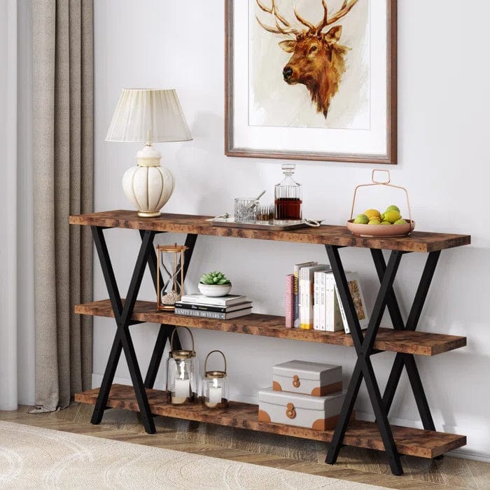 Allena'' Wooden And Iron Console Table