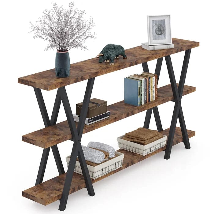 Allena'' Wooden And Iron Console Table