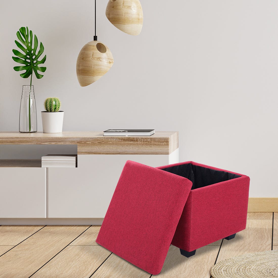 DOE BUCK SQUARE STOAGE OTTOMAN WITH STORAGE PINK
