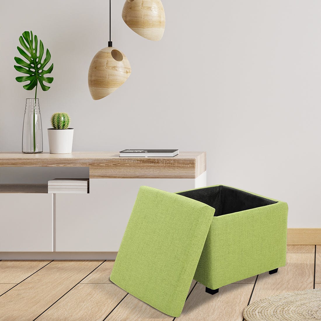 DOE BUCK SQUARE STOAGE OTTOMAN WITH STORAGE GREEN
