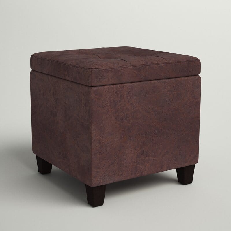 Wide Leatherette Tufted Square Storage Ottoman with Storage