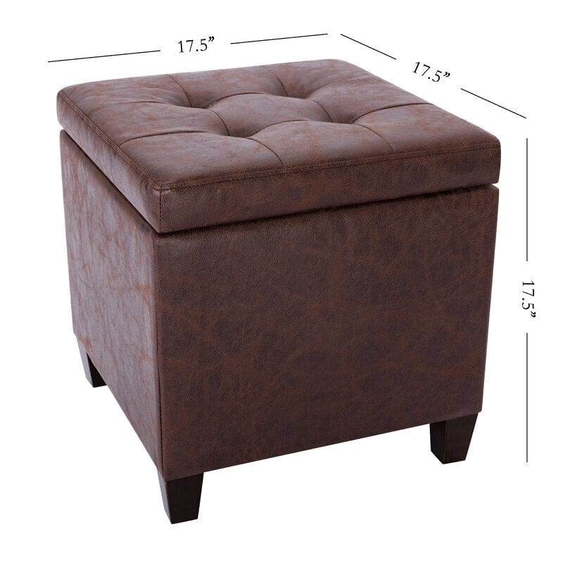 Wide Leatherette Tufted Square Storage Ottoman with Storage