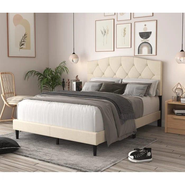 Fort Calhoun Tufted Upholstered Low Profile Platform Bed