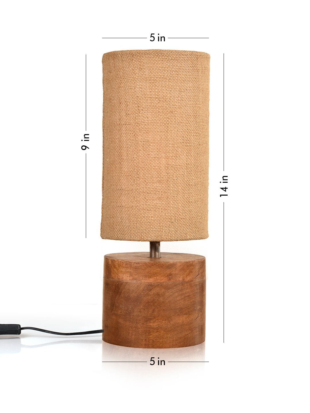 Wooden Log Table Lamp with Brown Jute Shade