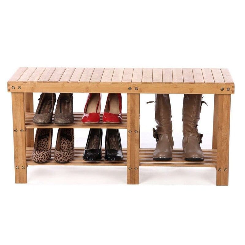 Bamboo Wood 6 Pair Shoe Rack For Room