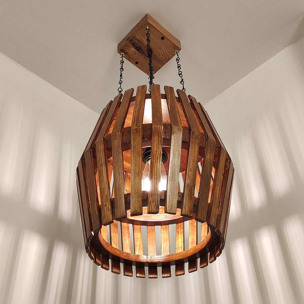 Bourbon Brown Wooden Single Hanging Lamp