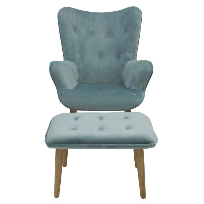 Caleigh  Wide Tufted Armchair and Ottoman
