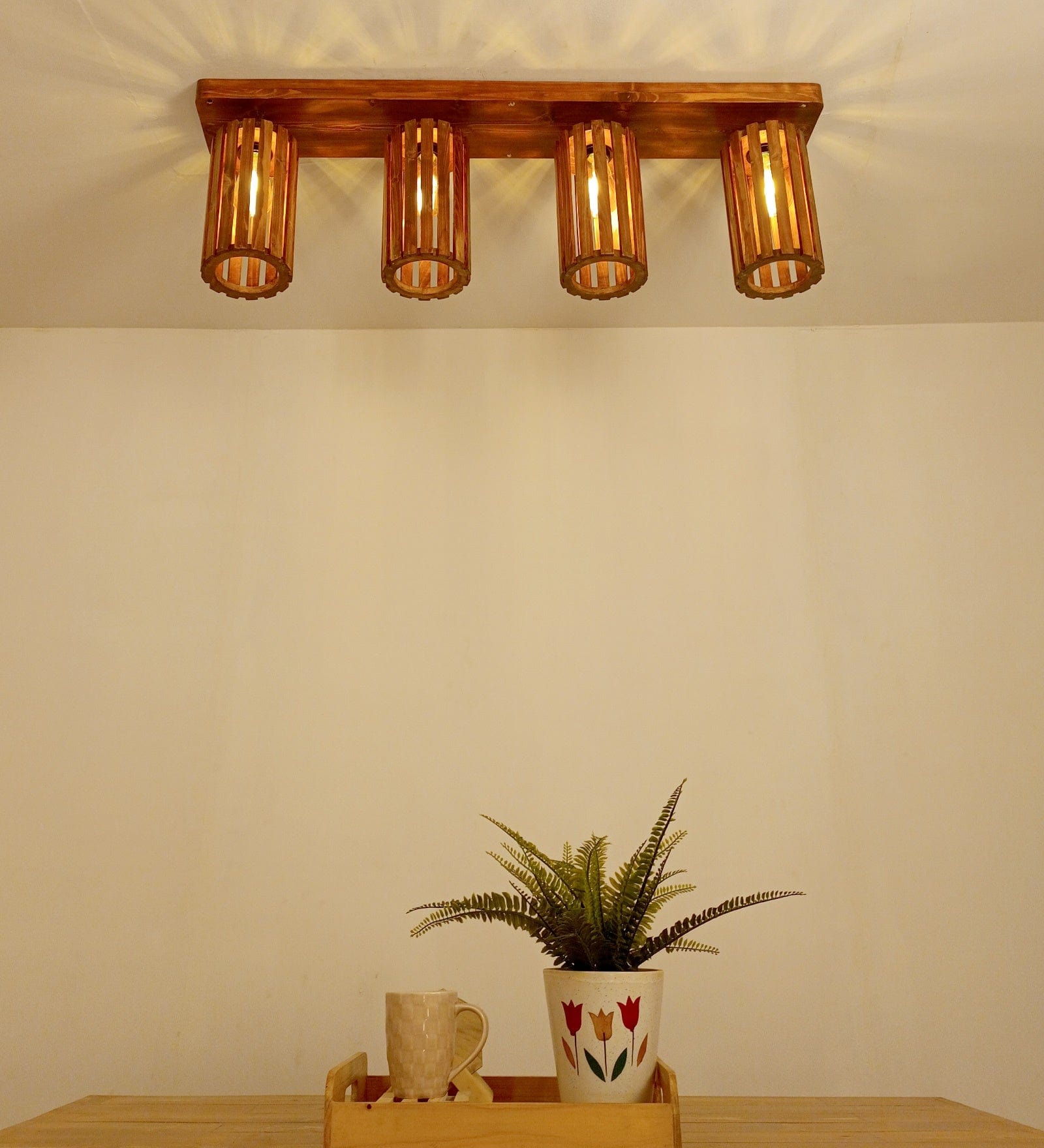 Casa Brown Wooden 4 Series Ceiling Lamp (BULB NOT INCLUDED)