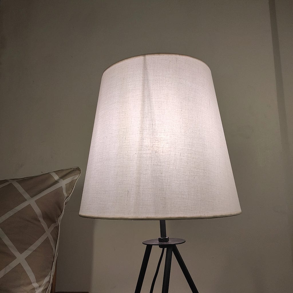 Claire Metal Table Lamp with Black Base and Premium White Fabric Lampshade (BULB NOT INCLUDED)
