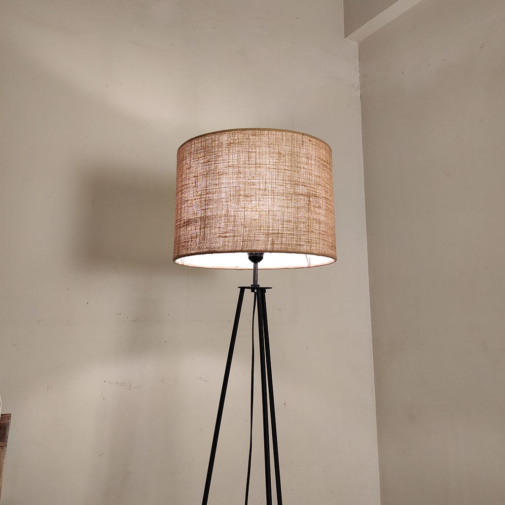 Claire Metal Floor Lamp with Beige Fabric Lampshade