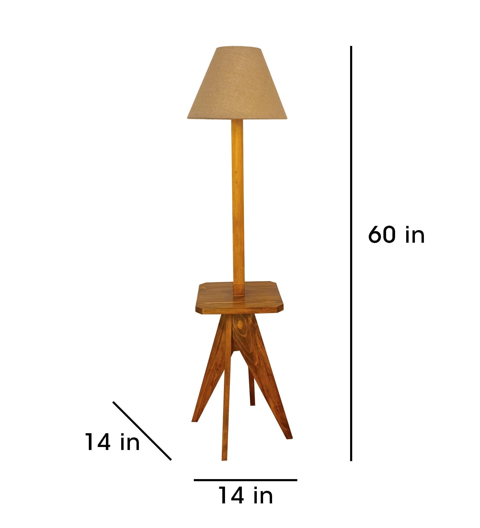 Claude Wooden Floor Lamp with Brown Base and Jute Fabric Lampshade (BULB NOT INCLUDED)