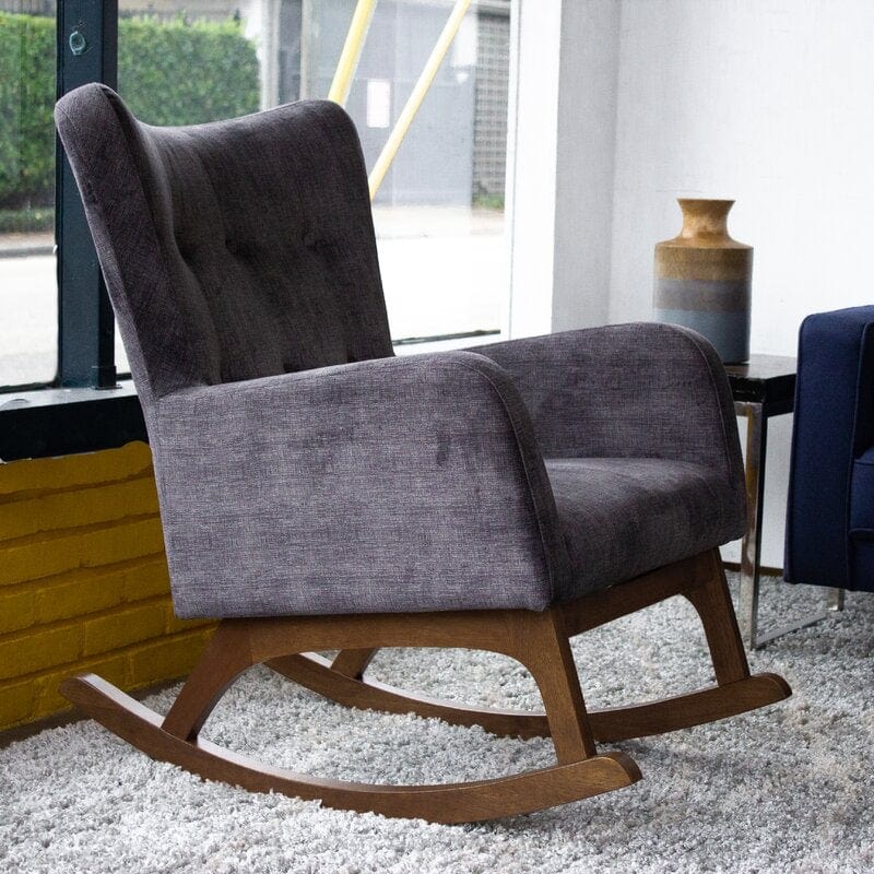 Amazing Wide Wooden and Cushioned Rocking Chair