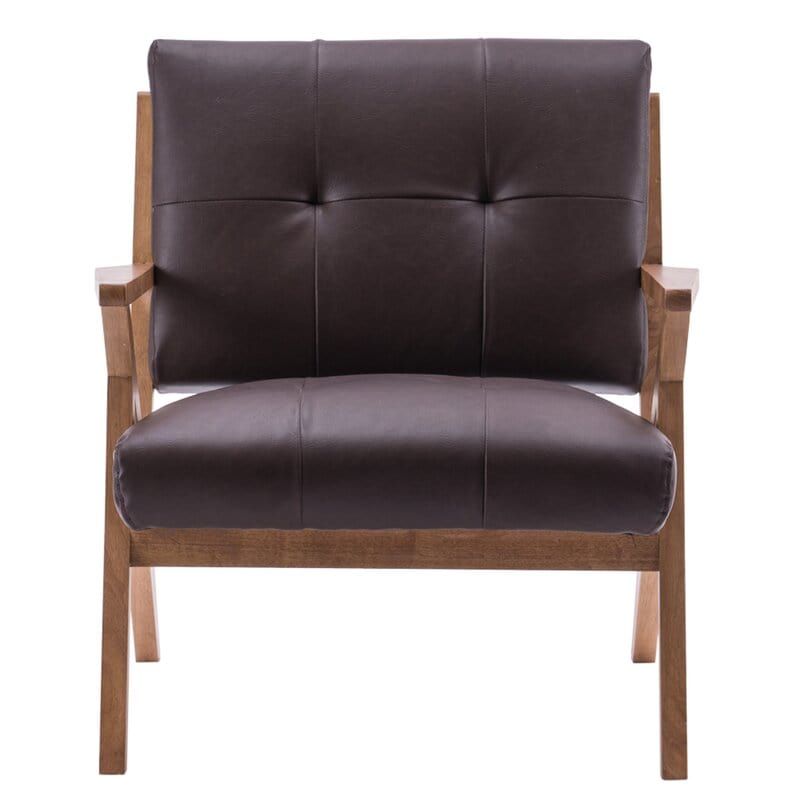 Wooden Wide Tufted Upholstery Chair