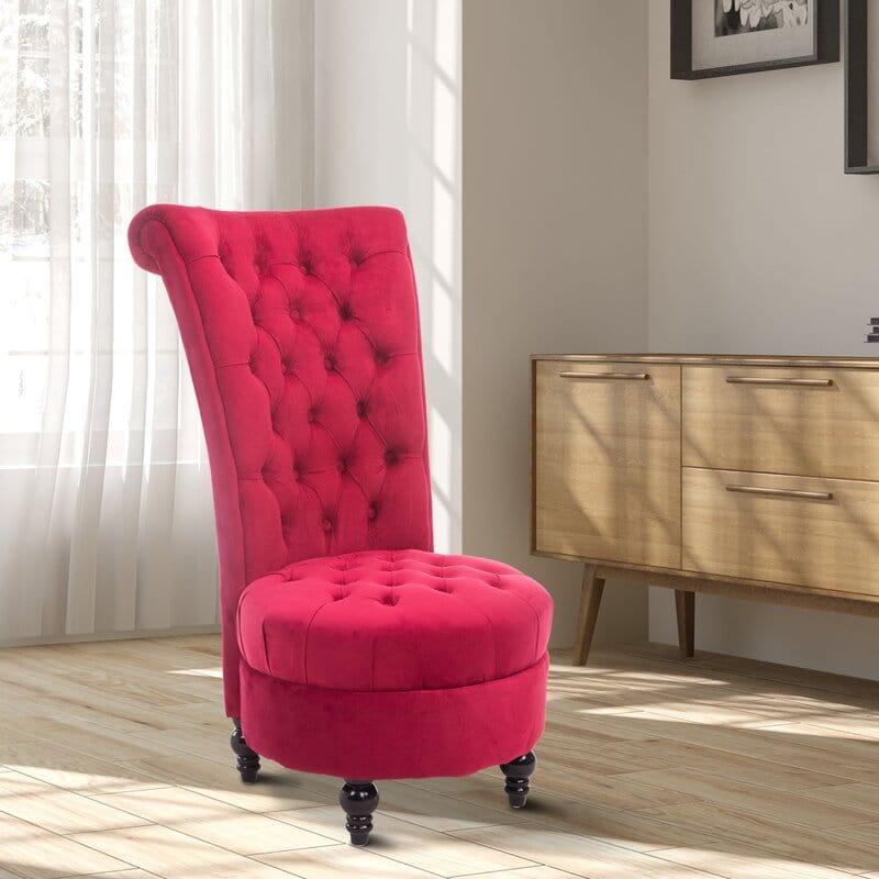 Dinwiddie Wide Tufted Velvet Slipper Chair