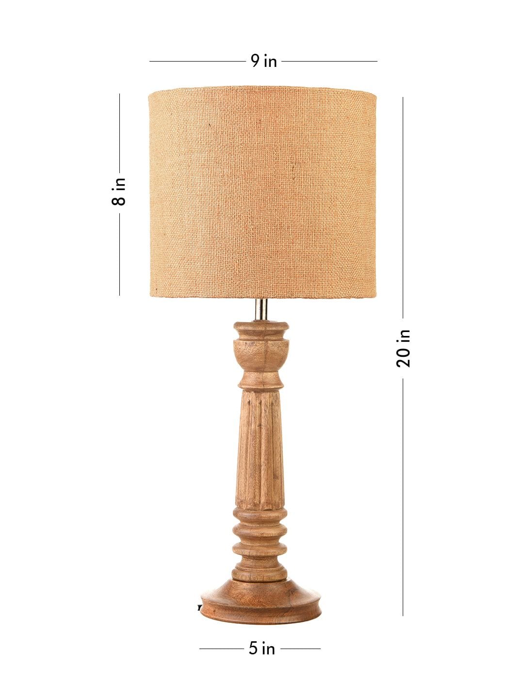 Pillar Brown Lamp with Brown Jute Shade