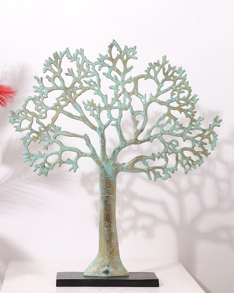 Sea Green Metal Tree Table Top Decorative showpiece For Home Decoration