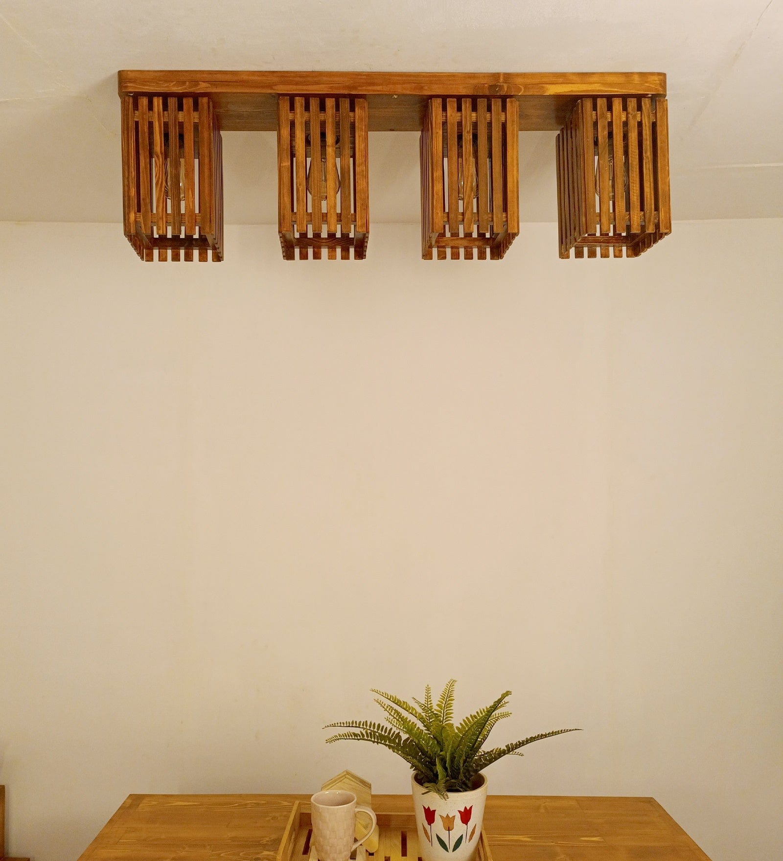 Elegant Brown Wooden 4 Series Ceiling Lamp (BULB NOT INCLUDED)