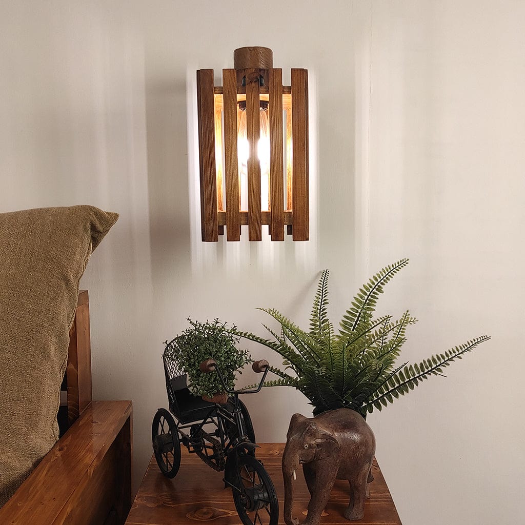 Elegant Brown Wooden Wall Light Bulb