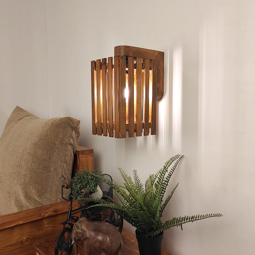Elegant Brown Wooden Wall Light (BULB NOT INCLUDED)