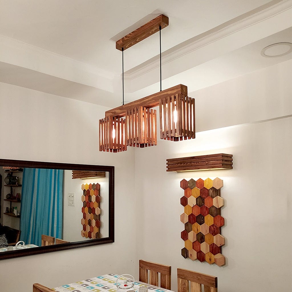 Elegant Brown Wooden Series Hanging Lamp (BULB NOT INCLUDED)