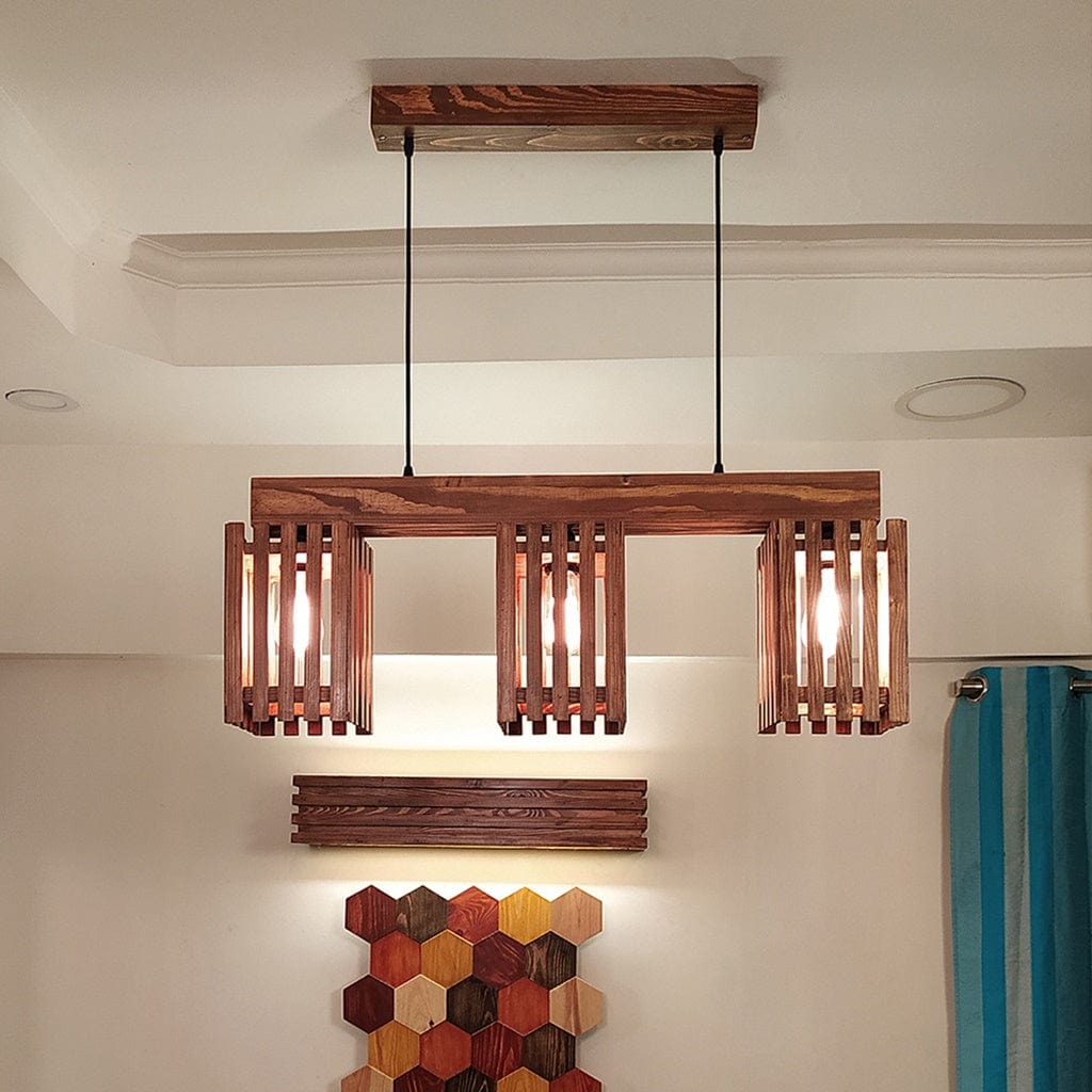 Elegant Brown Wooden Series Hanging Lamp (BULB NOT INCLUDED)