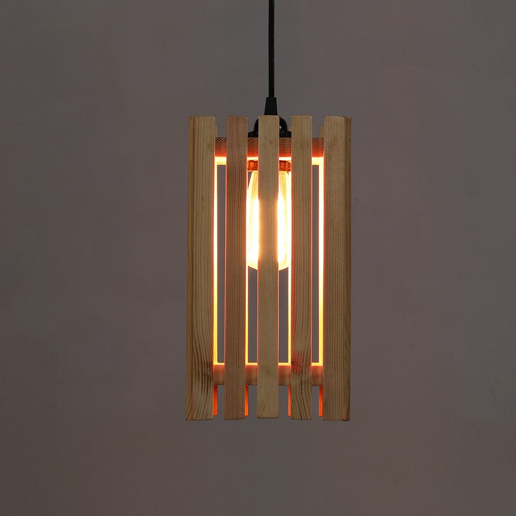 Elegant Beige Wooden Single Hanging Lamp (BULB NOT INCLUDED)