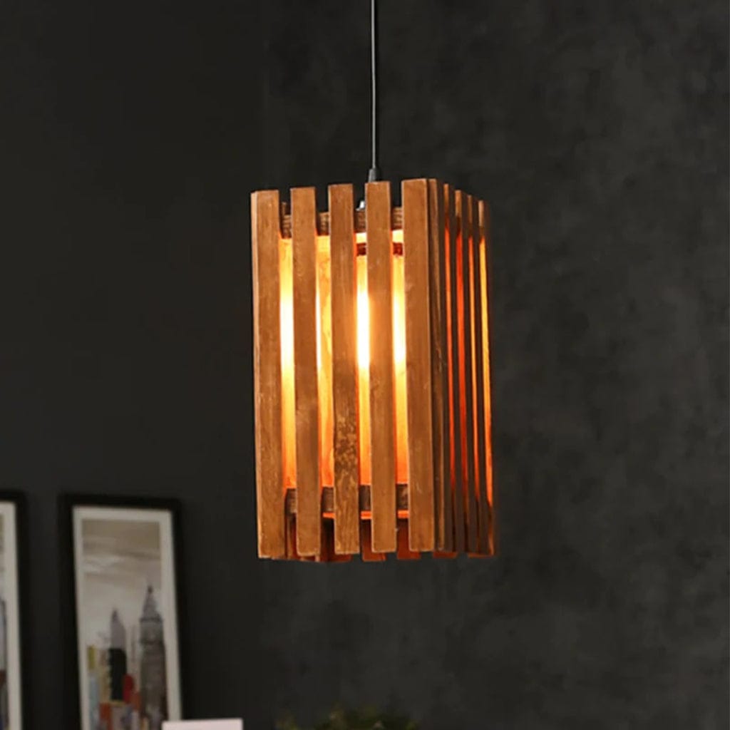 Elegant Brown Wooden Single Hanging Lamp (BULB NOT INCLUDED)