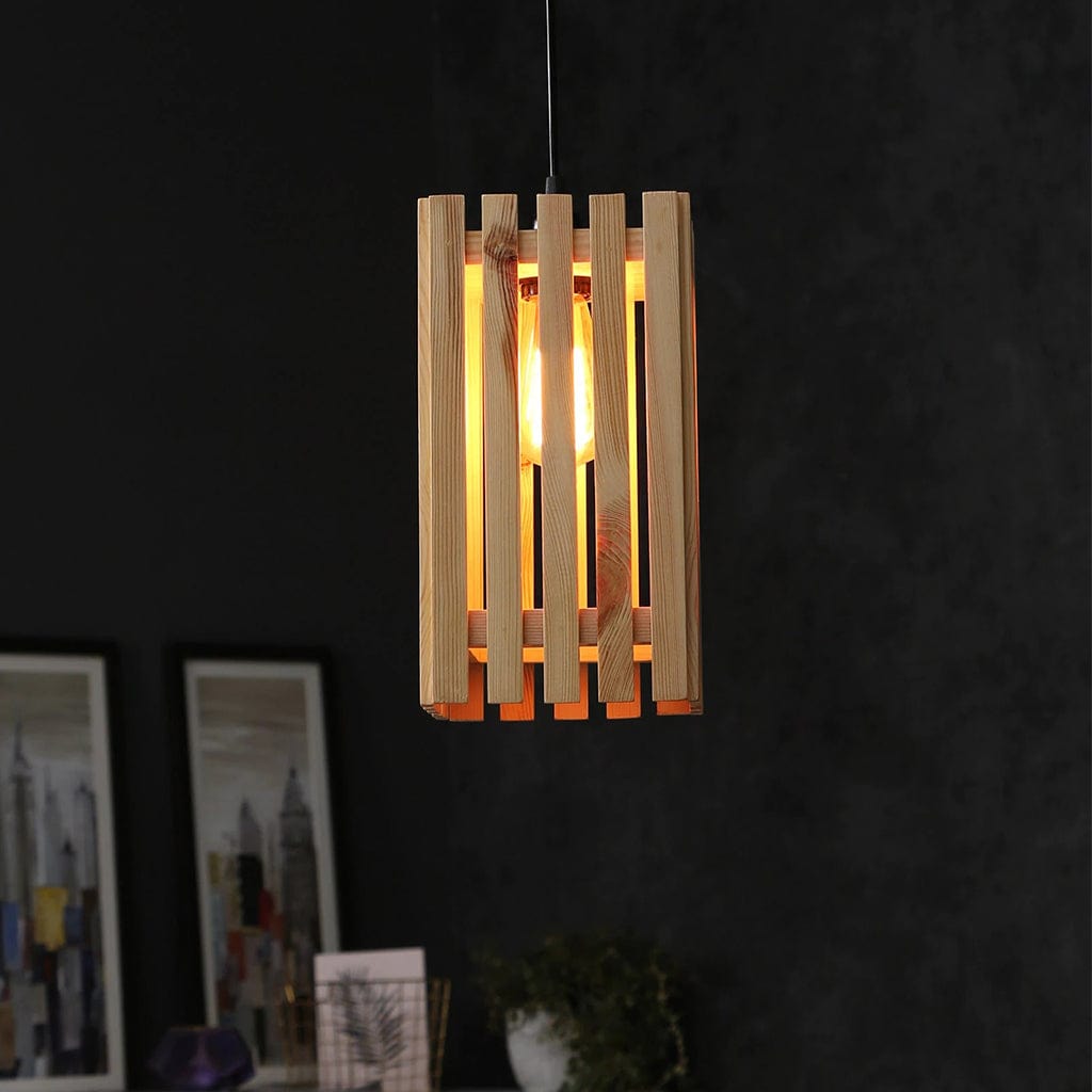 Elegant Brown Wooden Single Hanging Lamp (BULB NOT INCLUDED)