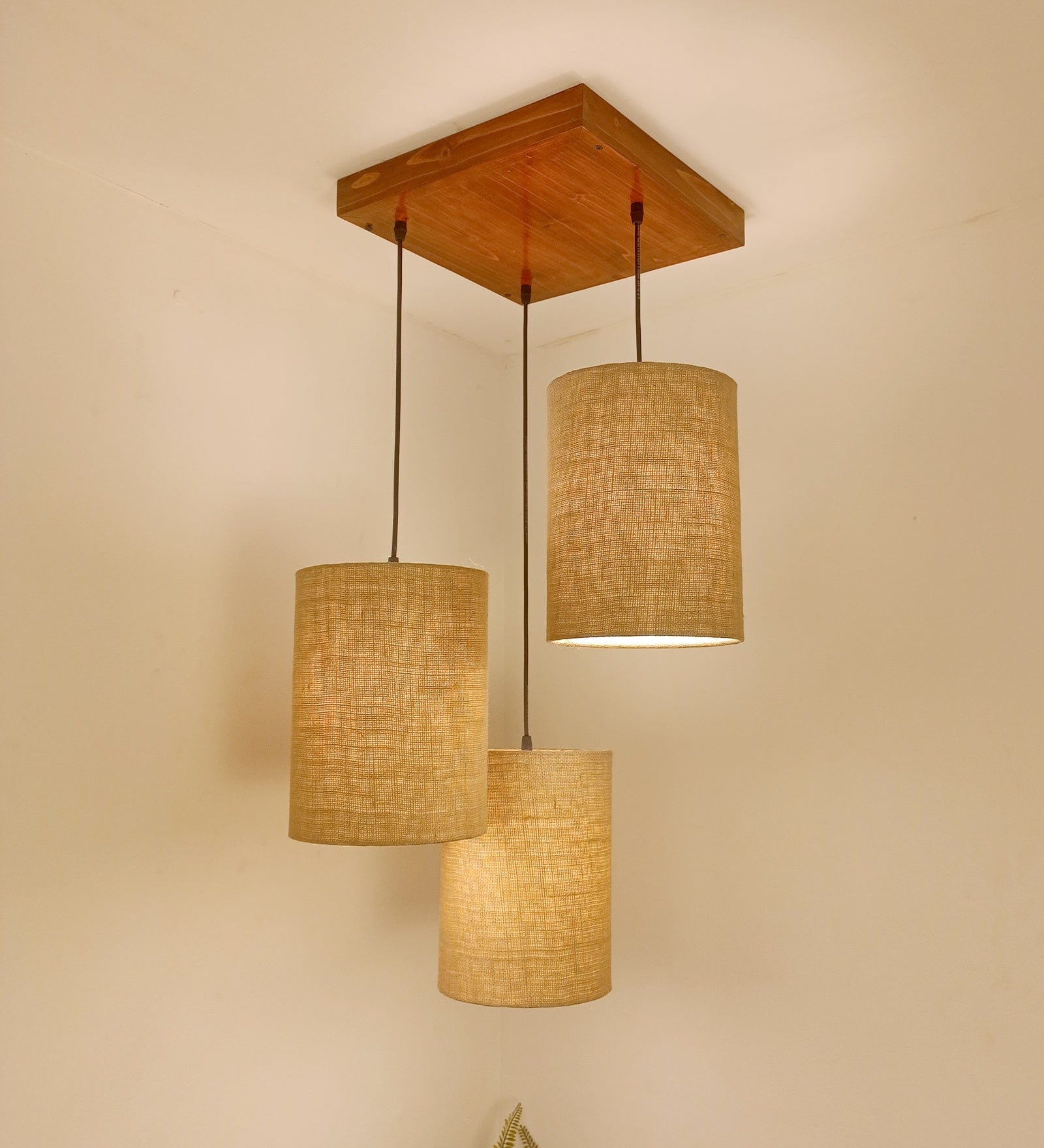 Elementary Brown Wooden Cluster Hanging Lamp (BULB NOT INCLUDED)