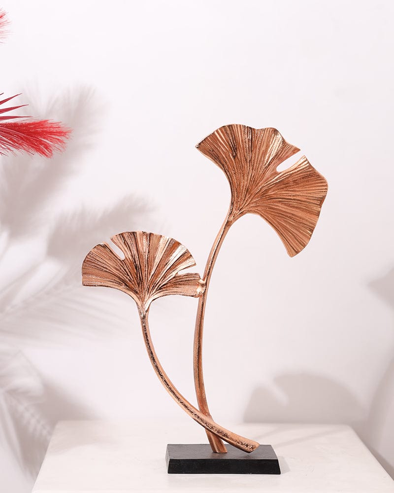 Metal Decorative Leaf Table Top Showpiece For Home Decoration -Copper