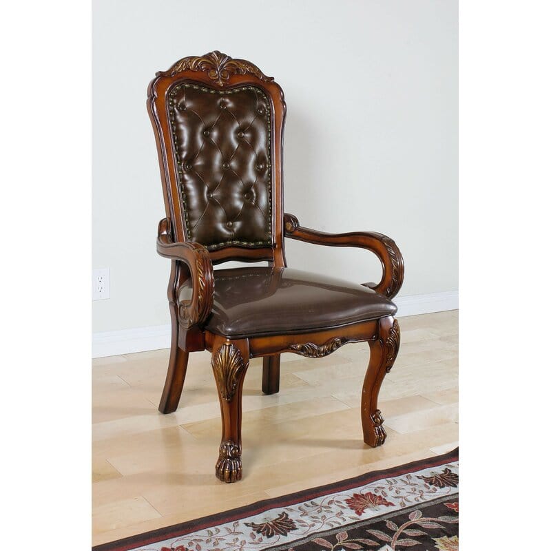 Back Tufted Teak Wooden Arm chair